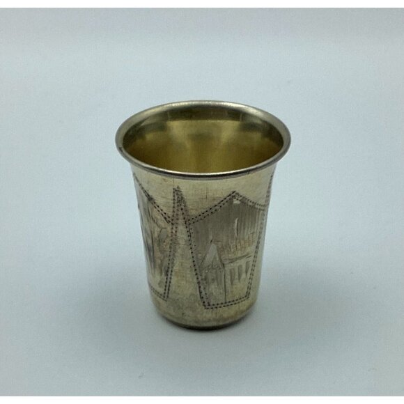 Antique Russian 84 Silver Kiddush Cups Engraved 17 Grams - Picture 1 of 6